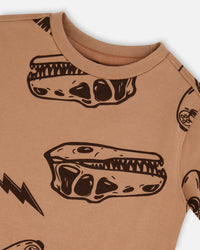 Printed Organic Cotton Tee Beige And Black Dinos - G30U77_919