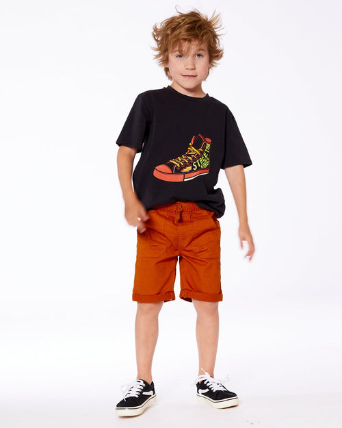 Organic Cotton Graphic Tee Black And Red Shoe - G30U79_999