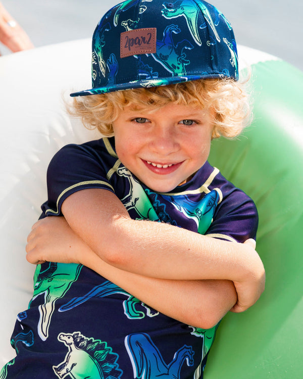 Printed Cap Blue And Green Dino On Navy - G30VBC_034