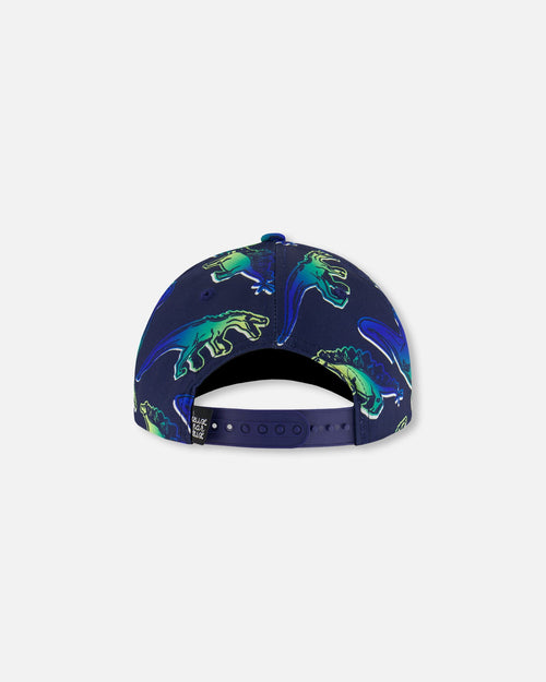 Printed Cap Blue And Green Dino On Navy - G30VBC_034