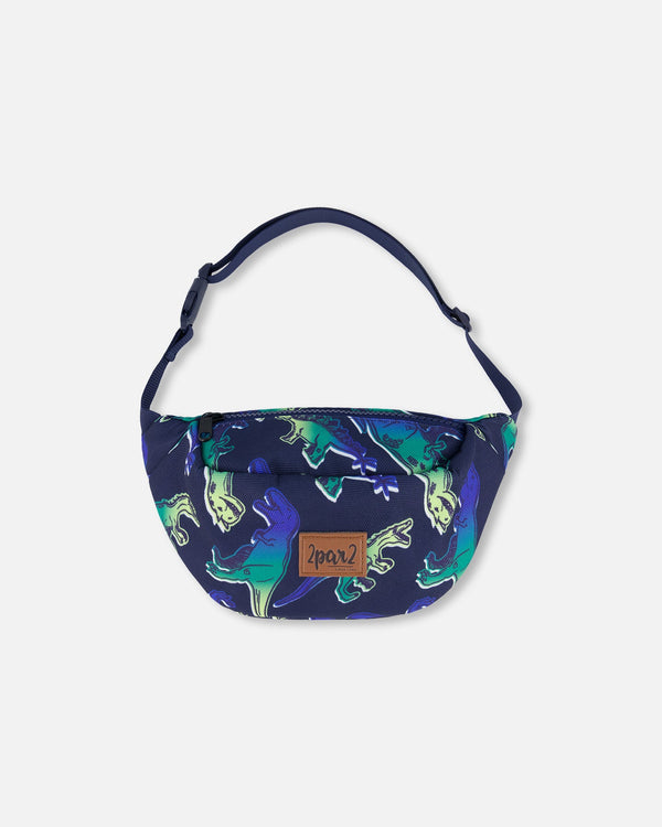 Printed Fanny Pack Blue And Green Dino On Navy - G30VF_034