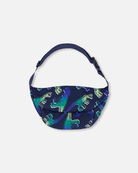 Printed Fanny Pack Blue And Green Dino On Navy - G30VF_034