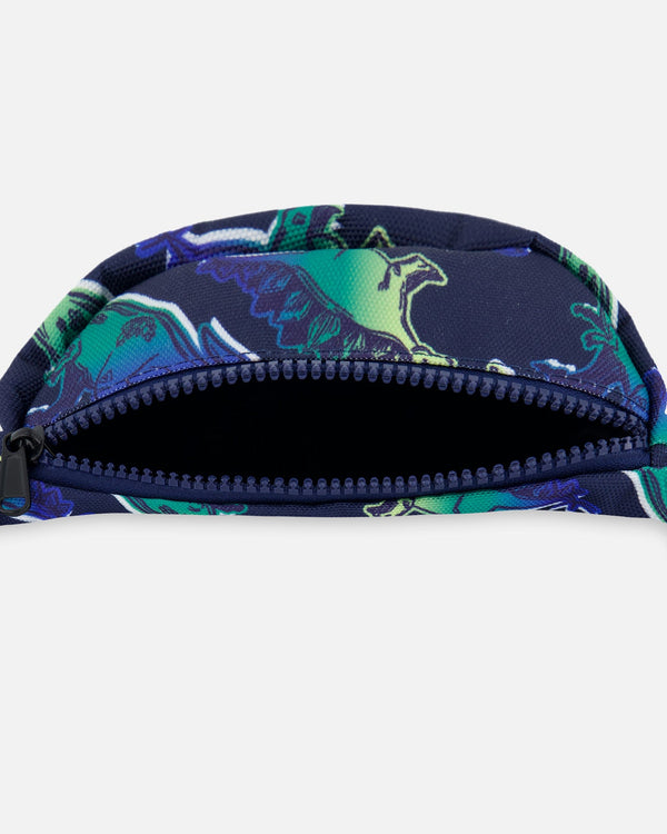 Printed Fanny Pack Blue And Green Dino On Navy - G30VF_034