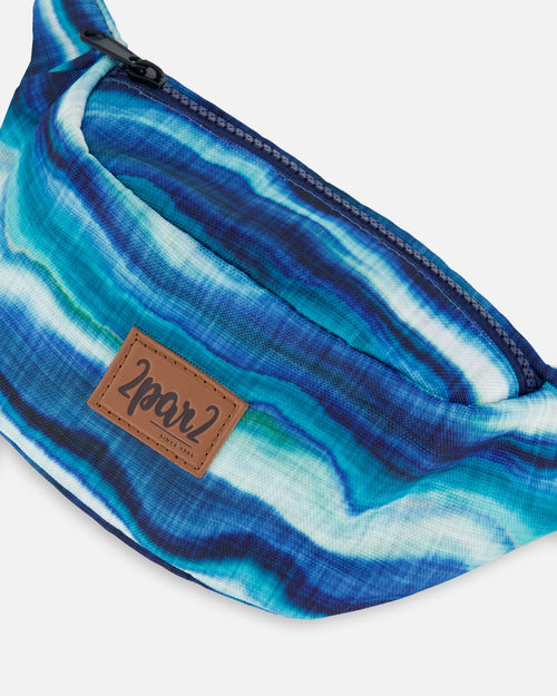 Printed Fanny Pack Blue Wave And Black - G30VF_042