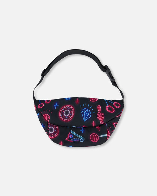 Printed Fanny Pack Black And Blue And Pink Items - G30VF_051