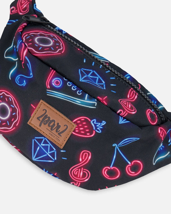 Printed Fanny Pack Black And Blue And Pink Items - G30VF_051