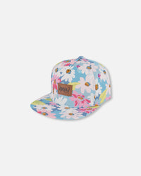 Printed Cap White, Pink, And Green Flowers - G30VGC_048