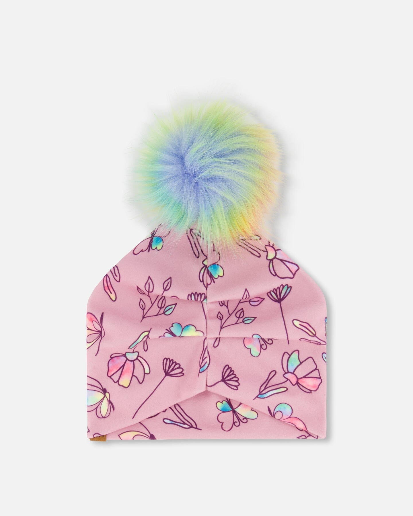 Printed Jersey Detachable Pompom Hat Lilac And Multicolored Butterfly - G30W20_005