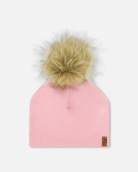 Solid Jersey Detachable Pompom Hat Pale Pink - G30W20_543