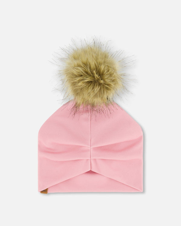 Solid Jersey Detachable Pompom Hat Pale Pink - G30W20_543