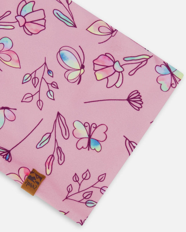 Printed Neck Tube Lilac And Multicolored Butterfly - G30W21_005