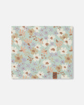 Printed Neck Tube Small White Flowers On Turquoise And Lilac