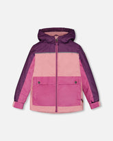 Colorblock Mid-Season Jacket Pale Pink, Fuchsia, And Mauve