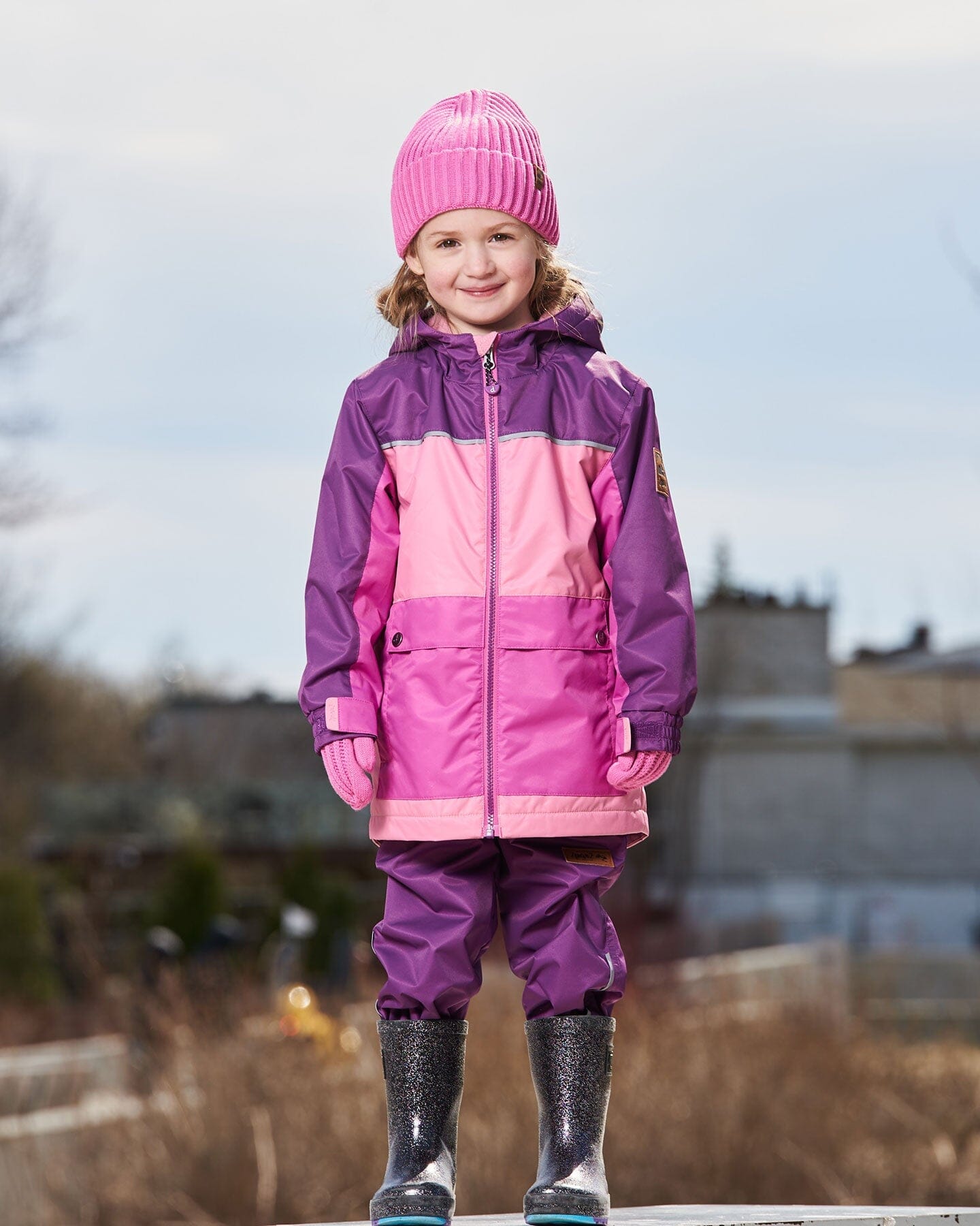 Colorblock Mid-Season Jacket Pale Pink, Fuchsia, And Mauve - G30W46_543