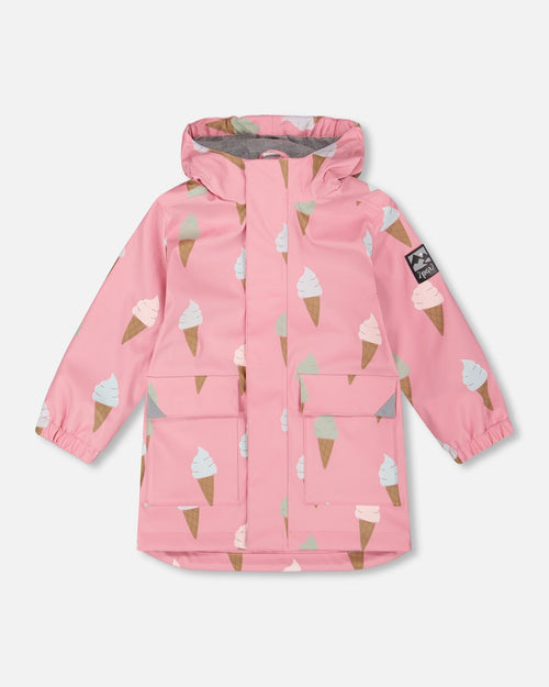 Pink Raincoat With Cones That Change Color Upon Contact With Water - G30W49_062