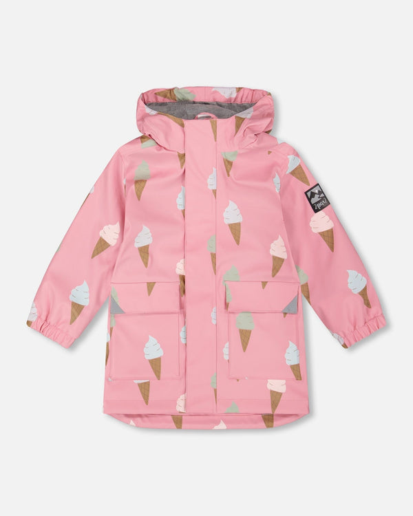 Pink Raincoat With Cones That Change Color Upon Contact With Water - G30W49_062