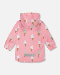 Pink Raincoat With Cones That Change Color Upon Contact With Water - G30W49_062