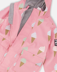 Pink Raincoat With Cones That Change Color Upon Contact With Water - G30W49_062