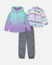 3-In-1 Mid-Season Outerwear Set Turquoise And Mauve Gradient - G30W50_014