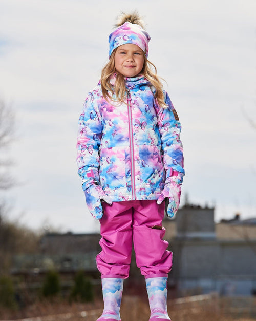 Printed Jacket Two-Piece Mid-Season Outerwear Set Butterflies On Multicolored And Vibrant Pink Background - G30W51_568