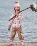 3-In-1 Mid-Season Outerwear Set With Printed Jacket Light Pink And Beige Pant - G30W54_178