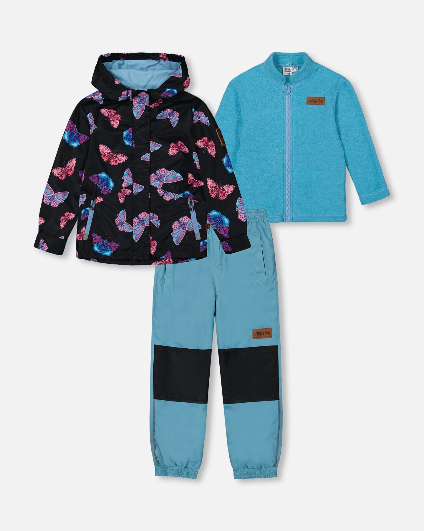 3-In-1 Mid-Season Outerwear Set With Printed Jacket Light Blue And Multicolored Butterflies - G30W54_447