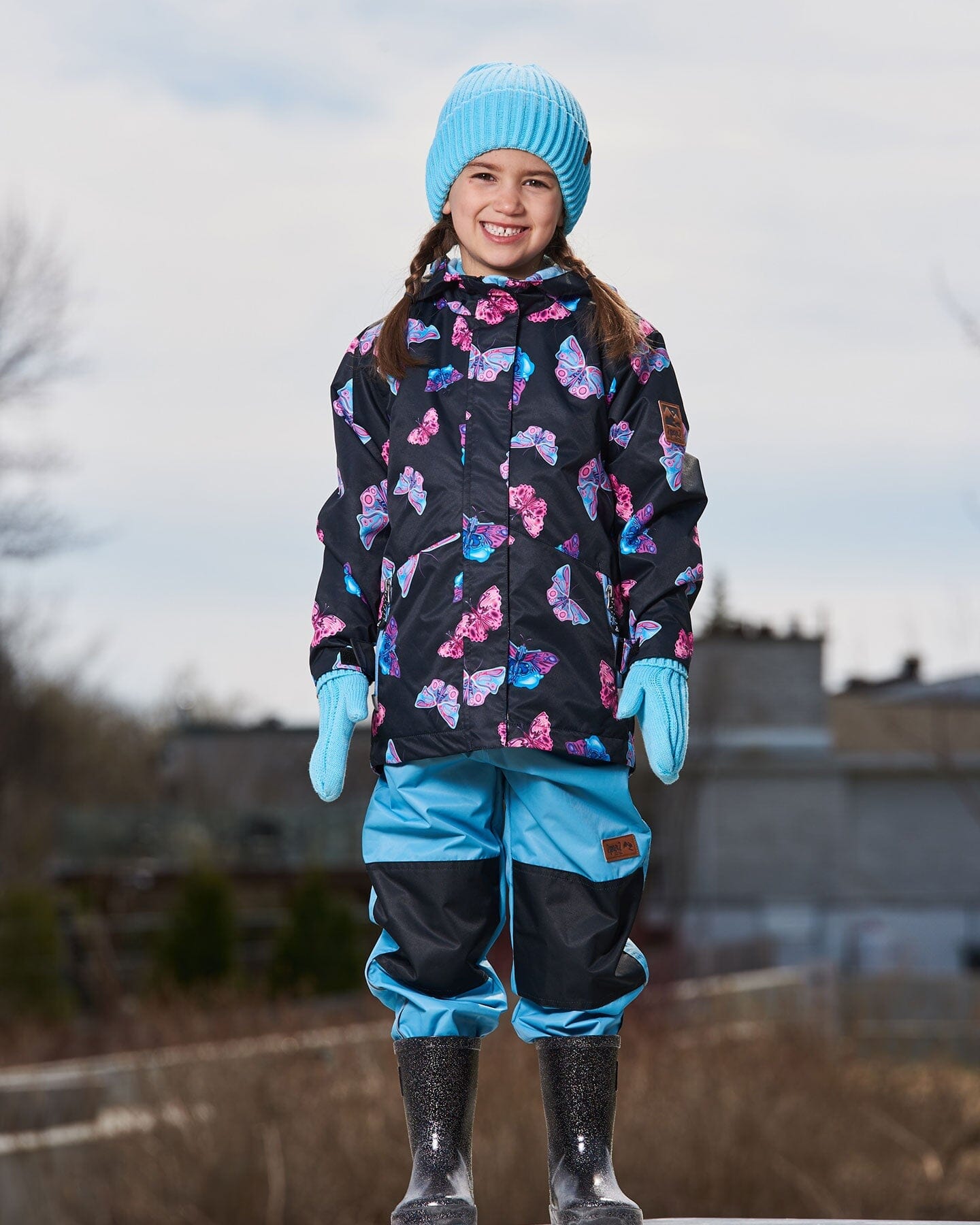 3-In-1 Mid-Season Outerwear Set With Printed Jacket Light Blue And Multicolored Butterflies - G30W54_447