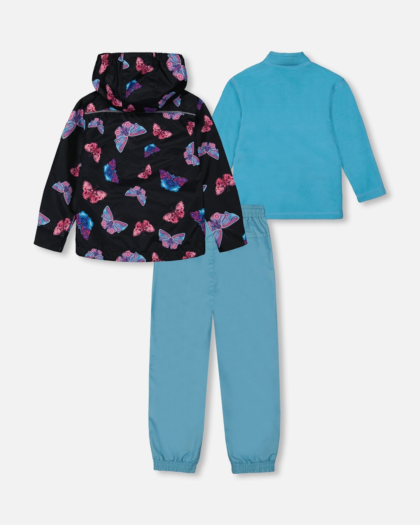 3-In-1 Mid-Season Outerwear Set With Printed Jacket Light Blue And Multicolored Butterflies - G30W54_447