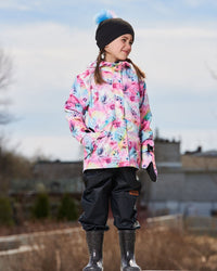 3-In-1 Mid-Season Outerwear Set With Printed Jacket Black And Multicolored Flowers - G30W54_999