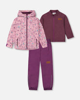 3-In-1 Mid-Season Outerwear Set With Printed Jacket Lilac And Multicolored Butterfly