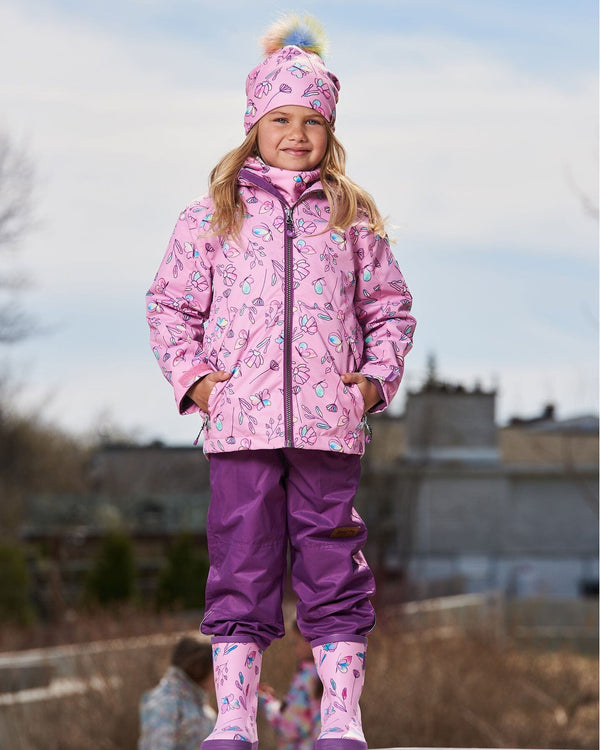 3-In-1 Mid-Season Outerwear Set With Printed Jacket Lilac And Multicolored Butterfly - G30W55_573