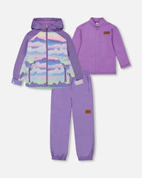 3-In-1 Mid-Season Outerwear Set With Printed Jacket Mauve And Blue, Pink Mountain - G30W55_578