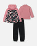 3-In-1 Mid-Season Outerwear Set With Printed Jacket Pink, Black, And Flowers - G30W55_999