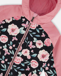 3-In-1 Mid-Season Outerwear Set With Printed Jacket Pink, Black, And Flowers - G30W55_999