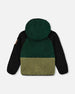 Sherpa Mid-Season Colorblock Jacket Black, Forest Green, And Olive - G30W60_394