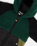 Sherpa Mid-Season Colorblock Jacket Black, Forest Green, And Olive - G30W60_394