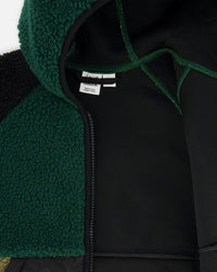 Sherpa Mid-Season Colorblock Jacket Black, Forest Green, And Olive - G30W60_394