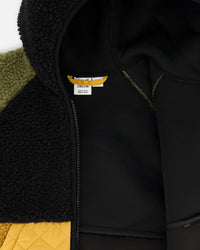 Sherpa Mid-Season Colorblock Jacket Black, Tan, And Olive Green - G30W60_935