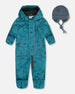 Baby Printed Mid-Season One-Piece Outerwear With Hat Blue And Gray - G30W65_021