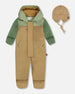 Baby Colorblock Mid-Season One-Piece Outerwear With Hat Pale Green, Sage, And Tan - G30W65_178