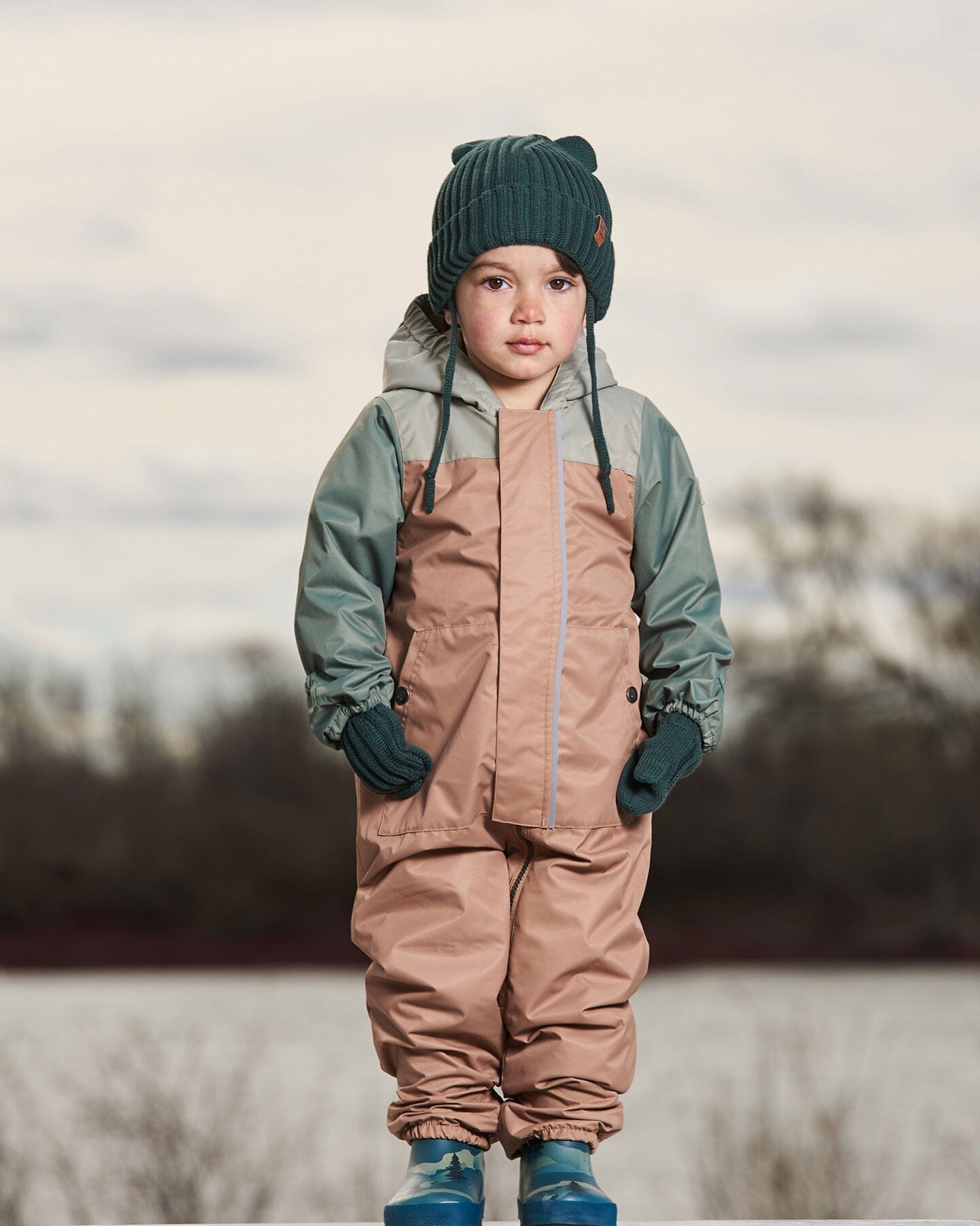 Baby Colorblock Mid-Season One-Piece Outerwear With Hat Pale Green, Sage, And Tan - G30W65_178