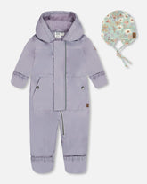 Baby Mid-Season One-Piece Outerwear Lilac With Printed Hat