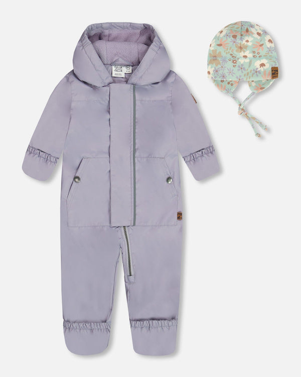 Baby Mid-Season One-Piece Outerwear Lilac With Printed Hat - G30W65_571