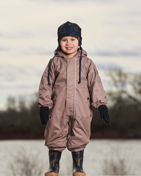 Baby Mid-Season One-Piece Outerwear Taupe With Printed Hat - G30W65_907