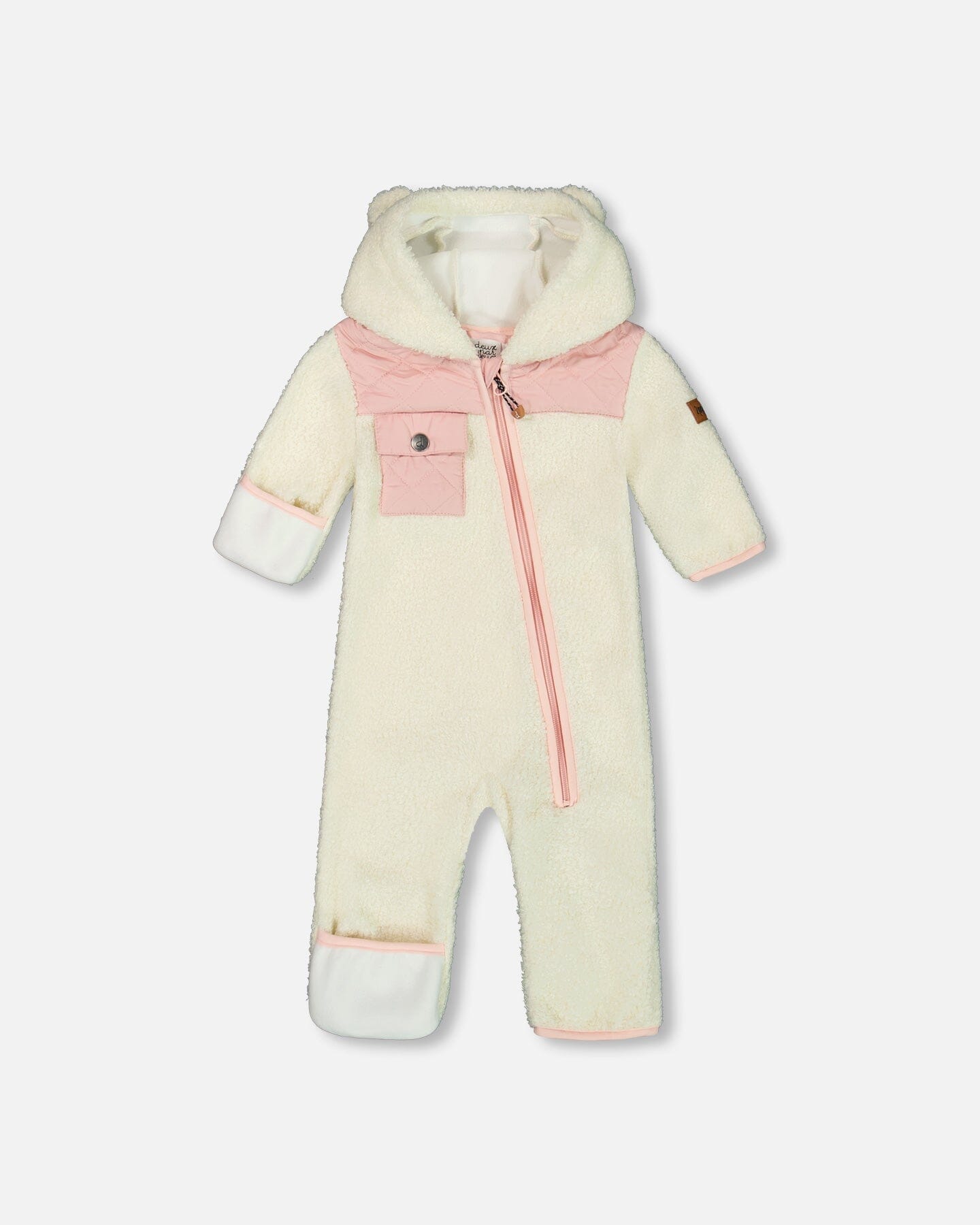 Baby One-Piece Sherpa Mid-Season Outerwear Off-White And Pale Pink - G30W67_106