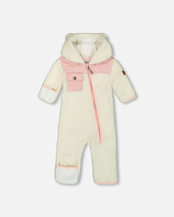 Baby One-Piece Sherpa Mid-Season Outerwear Off-White And Pale Pink - G30W67_106