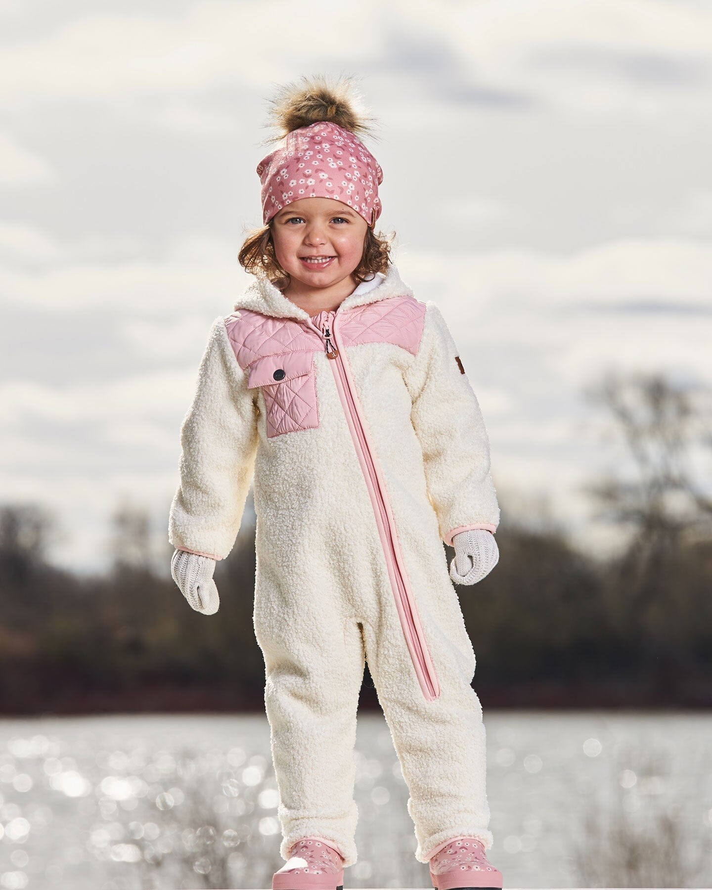 Baby One-Piece Sherpa Mid-Season Outerwear Off-White And Pale Pink - G30W67_106