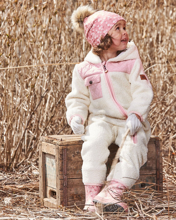 Baby One-Piece Sherpa Mid-Season Outerwear Off-White And Pale Pink - G30W67_106