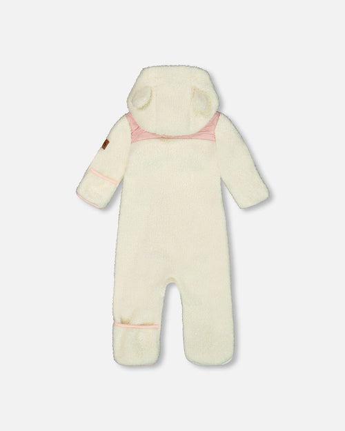 Baby One-Piece Sherpa Mid-Season Outerwear Off-White And Pale Pink - G30W67_106