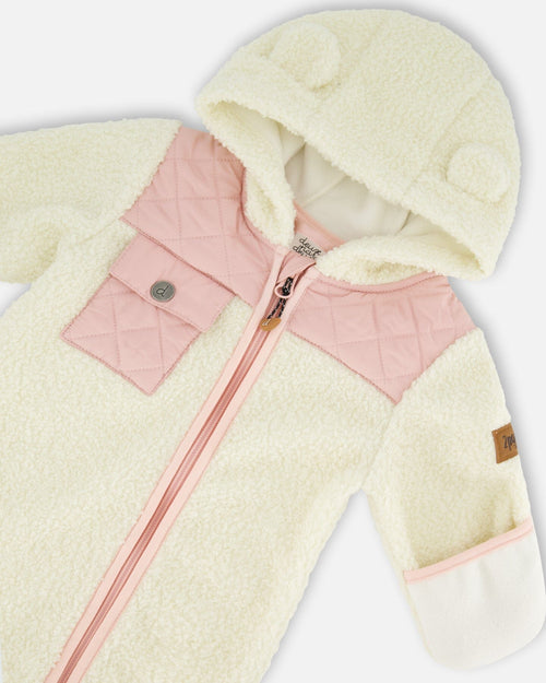 Baby One-Piece Sherpa Mid-Season Outerwear Off-White And Pale Pink - G30W67_106